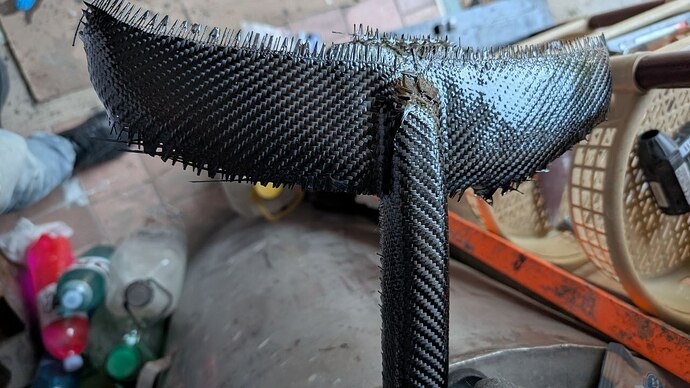 stabilizer reinforced with 2 layers of fiberglass and carbon
